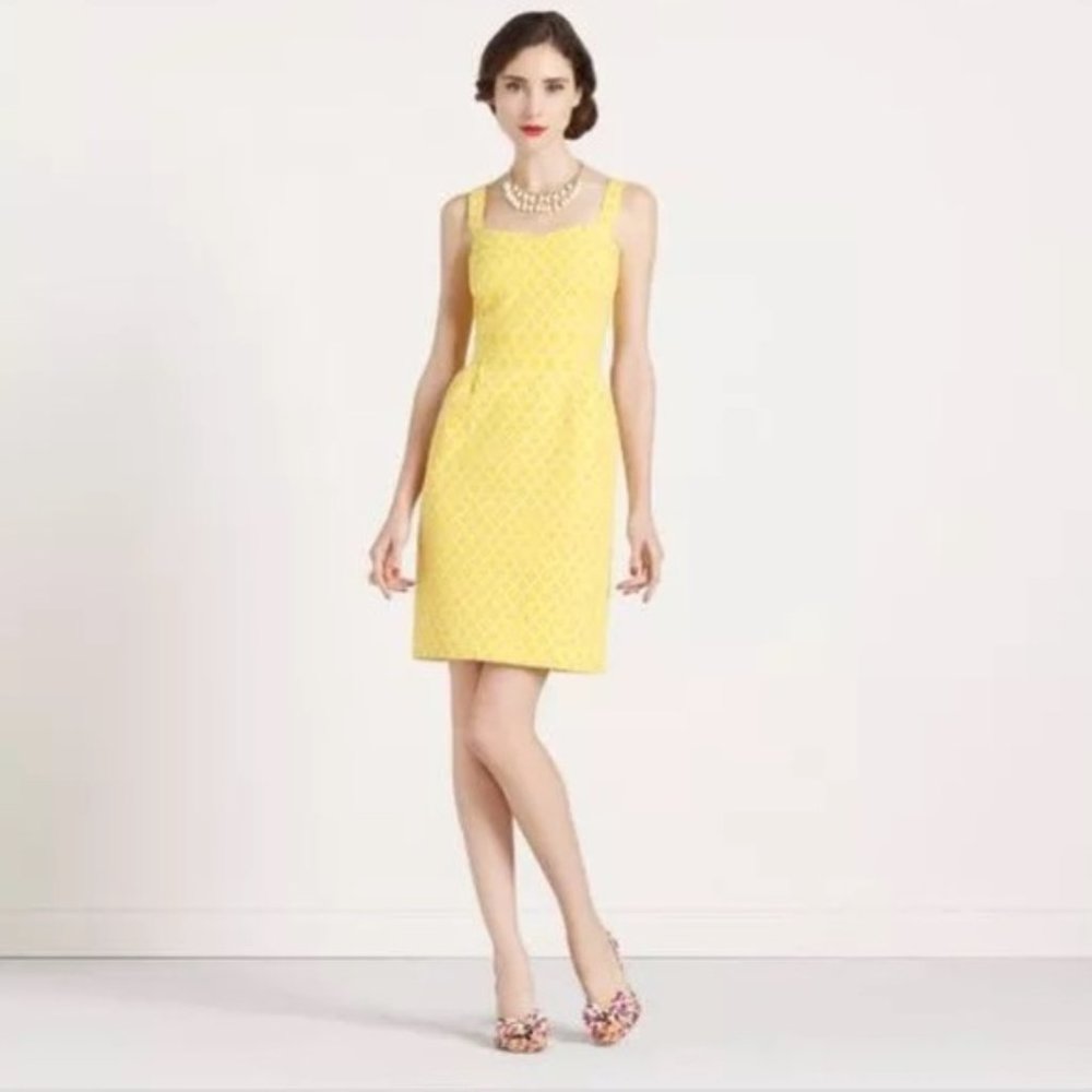 Kate Spade Hilary Yellow Quatrefoil Dress Sz 4